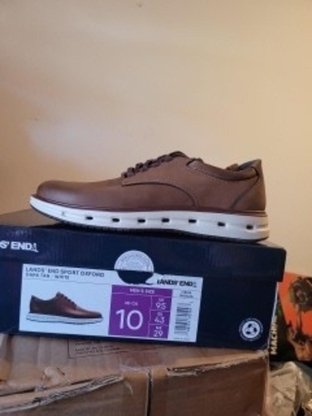 Lands' End Brown Lace-Up Oxford with White Sole